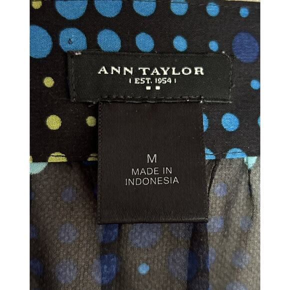 Ann Taylor Blue Sheer Polyester Polka Dot Top Blouse Womens M - Picture 4 of 5